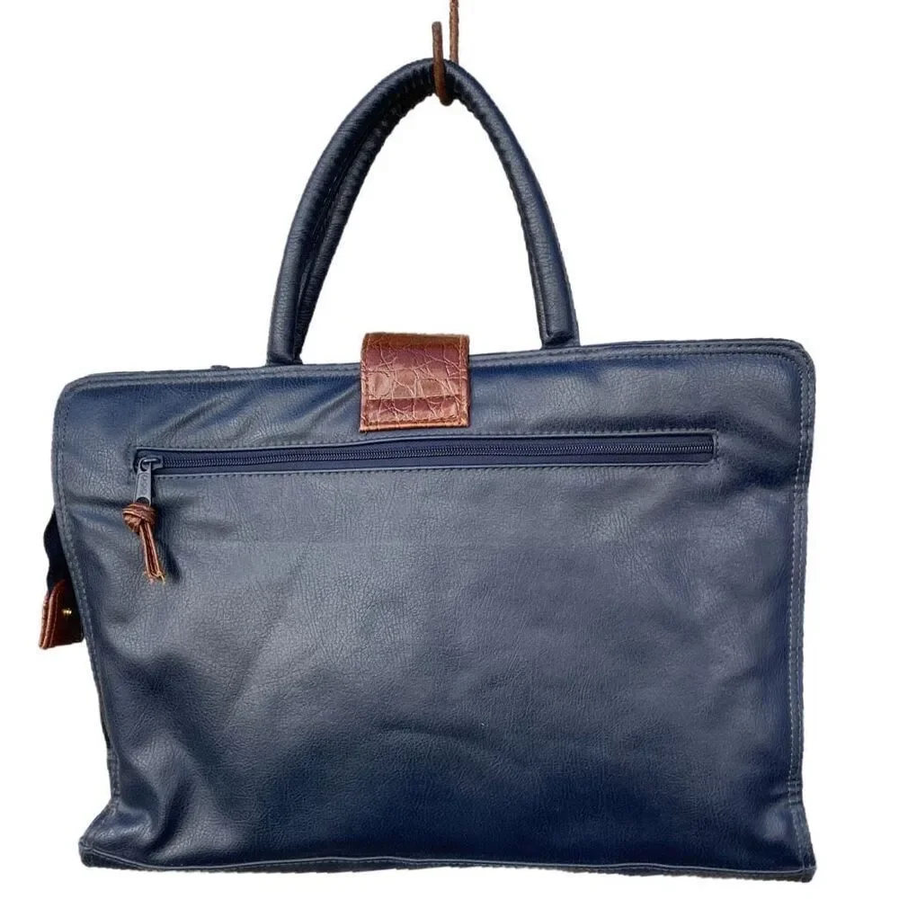 Vintage Capezio black & brown faux leather laptop briefcase